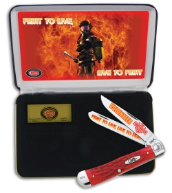 Case Volunteer Firefighter Trapper Knife 4.125" Picked Red Bone (6254 SS)