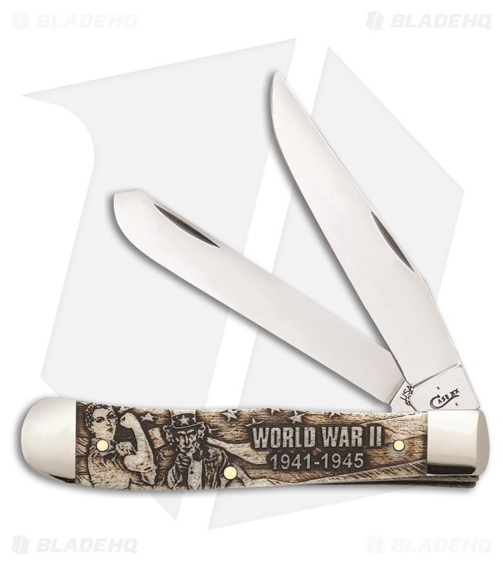 Case War Series Trapper WWII Traditional Knife 4.125" Bone (6254 SS) 22030