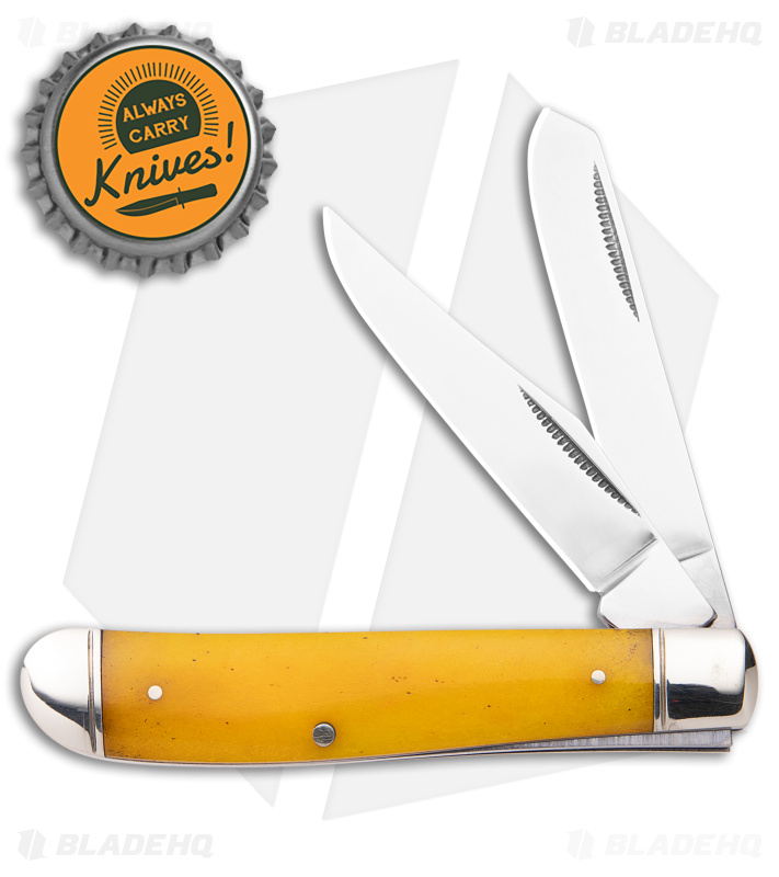 Cold Steel Mini Trapper Slip Joint Knife Yellow Bone (2.7" Satin)