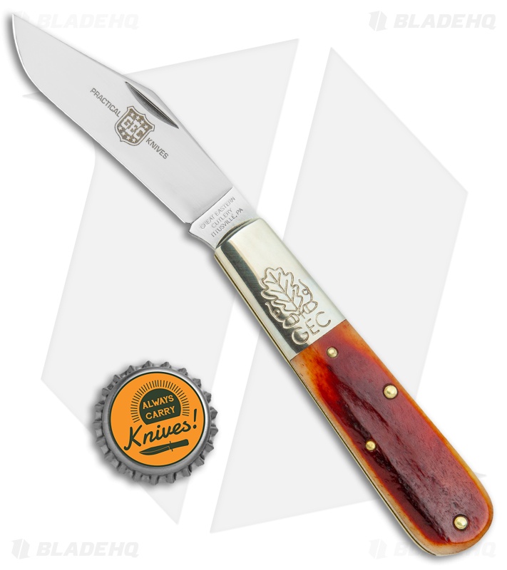GEC  Two Acorn Barlow Knife 3.75" Rust Orange Natural Bone 861121