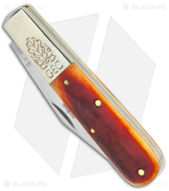 GEC  Two Acorn Barlow Knife 3.75" Rust Orange Natural Bone 861121