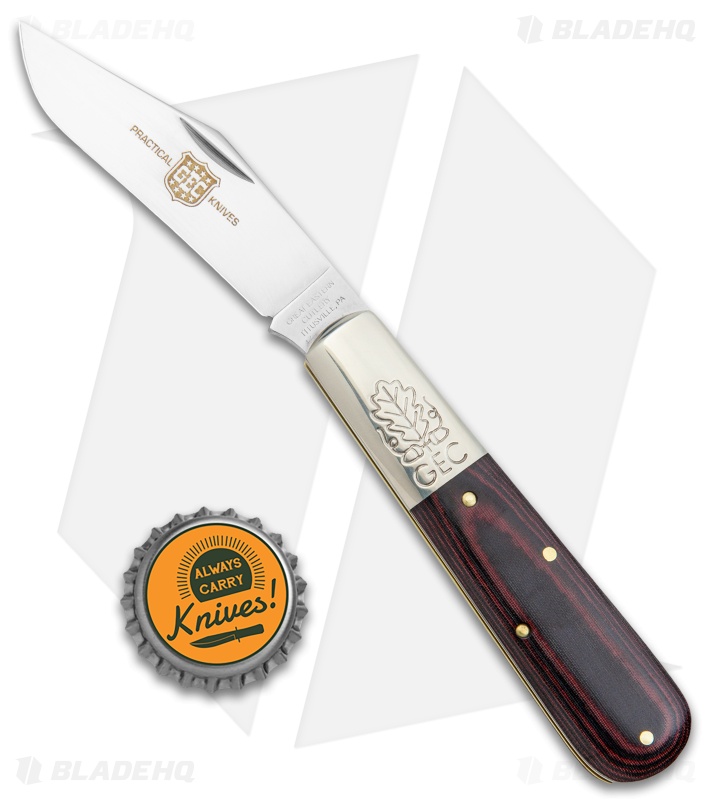 GEC Two Acorn Barlow Knife 3.75" Red & Black Linen Micarta 861121