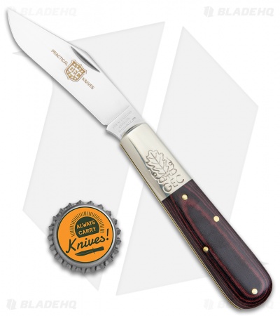 GEC Two Acorn Barlow Knife 3.75" Red & Black Linen Micarta 861121