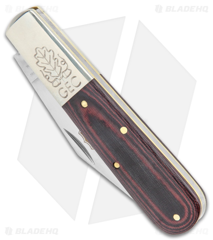 GEC Two Acorn Barlow Knife 3.75" Red & Black Linen Micarta 861121