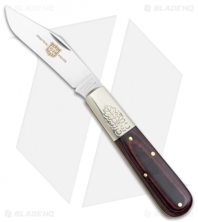 GEC Two Acorn Barlow Knife 3.75" Red & Black Linen Micarta 861121