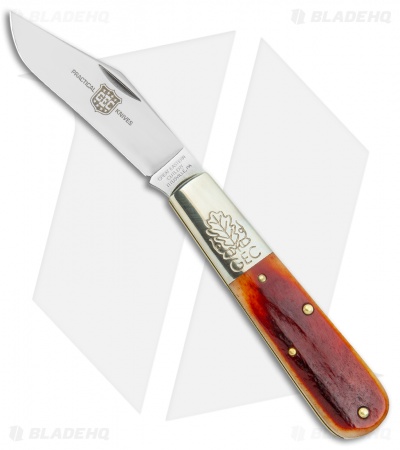 GEC  Two Acorn Barlow Knife 3.75" Rust Orange Natural Bone 861121
