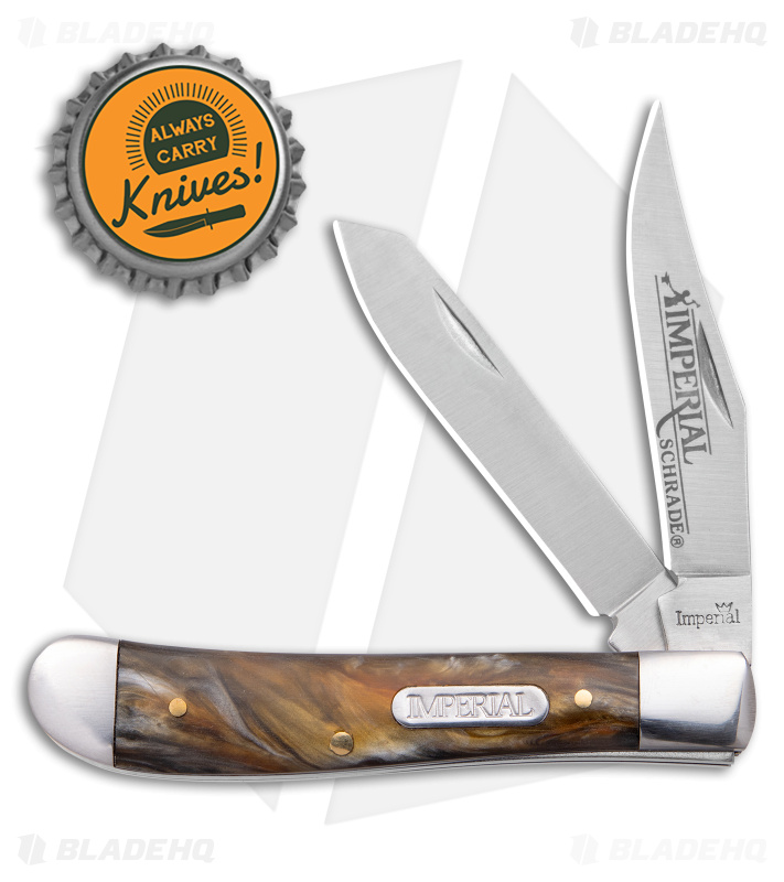 Schrade Imperial Trapper Knife Amber Swirl IMP15T - Blade HQ