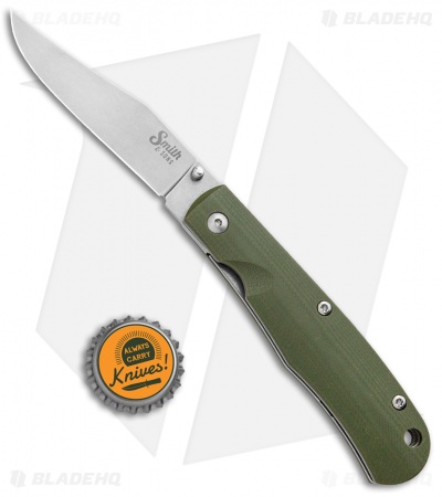Smith & Sons Cypress Trapper Liner Lock Knife OD Green G-10 (3.38" Stonewash)