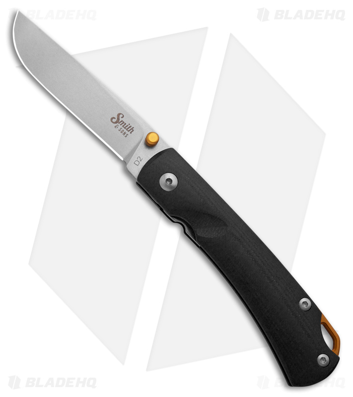 Smith & Sons OX Liner Lock Knife Black G-10/Gold Accents (3" Stonewash D2)