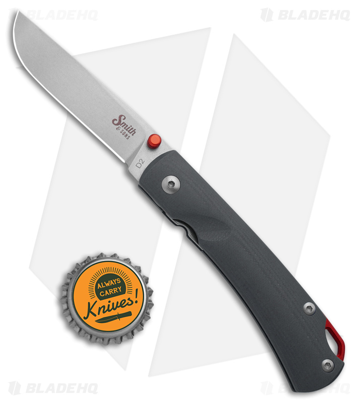 Smith & Sons OX Liner Lock Knife Gray G-10/Red Accents (3" Stonewash D2)