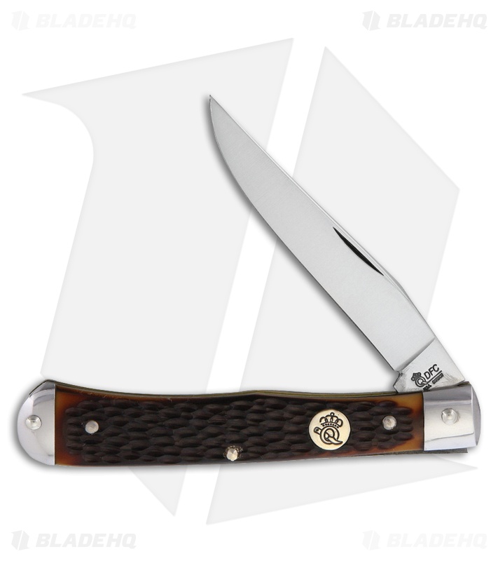 Queen Cutlery Work Horse Trapper Traditional Pocket Knife 4" Brown Jigged Bone