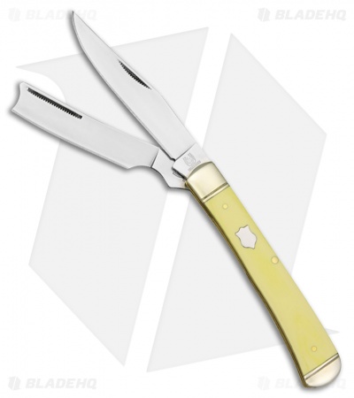 Rough Rider Razor Trapper Traditional Pocket Knife 3.375" Yellow 