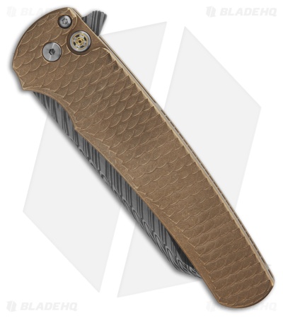 Pro-Tech Malibu Button Lock Knife Dragon Scale Aluminum Bronze (3.25" Damasteel)