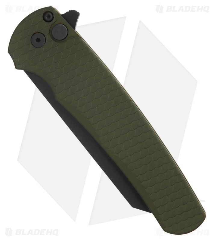 Pro-Tech Malibu Button Lock Knife Green Dragon Scale Aluminum (3.25" DLC)