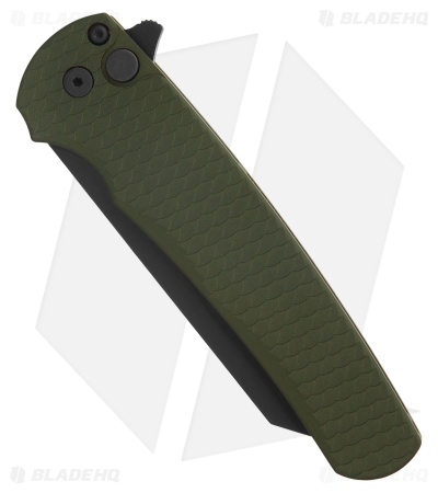 Pro-Tech Malibu Button Lock Knife Green Dragon Scale Aluminum (3.25" DLC)