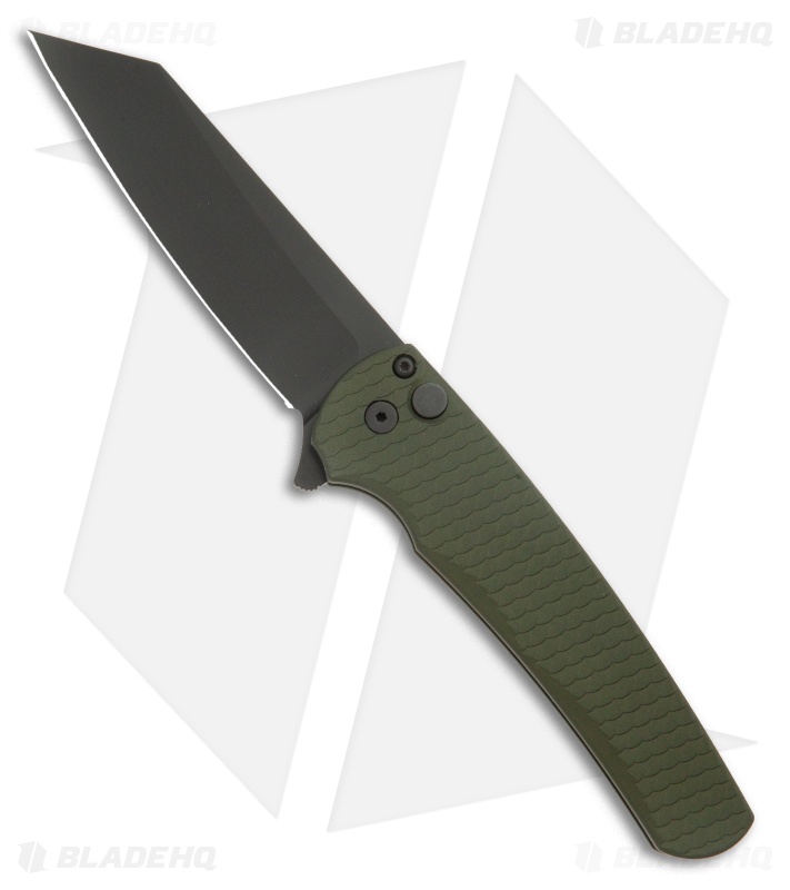 Pro-Tech Malibu Button Lock Knife Green Dragon Scale Aluminum (3.25" DLC)