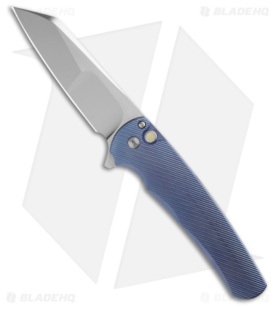 Pro-Tech Malibu Custom Reverse Tanto Knife 3D Blue Titanium (3.3" Mirror)