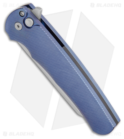 Pro-Tech Malibu Custom Reverse Tanto Knife 3D Blue Titanium (3.3" Mirror)