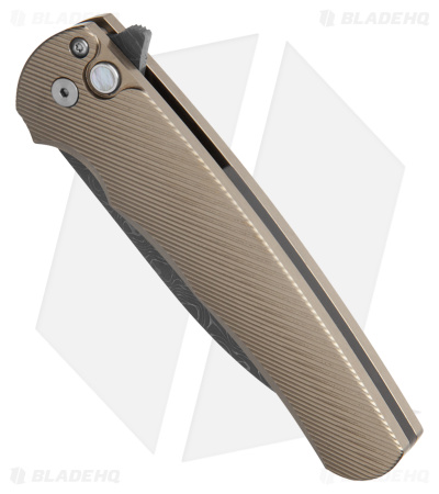Pro-Tech Malibu Custom Wharncliffe Button Lock Knife 3D Bronze Ti (3.3" Dam)
