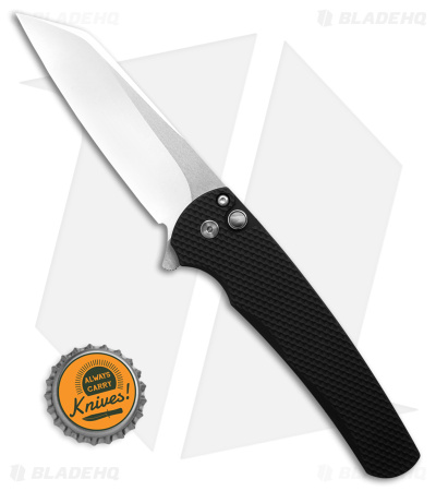 Pro-Tech Malibu Reverse Tanto Flipper Knife Textured Black Alum (3.3" Mirror)