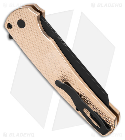 Pro-Tech Malibu Reverse Tanto Button Lock Knife Bronze Alum (3.3" Black DLC)