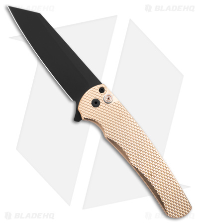 Pro-Tech Malibu Reverse Tanto Button Lock Knife Bronze Alum (3.3" Black DLC)