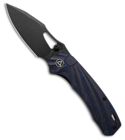 QSP Hornbill Liner Lock Knife Blue Carbon Fiber (3.25" Black) QS146-B2