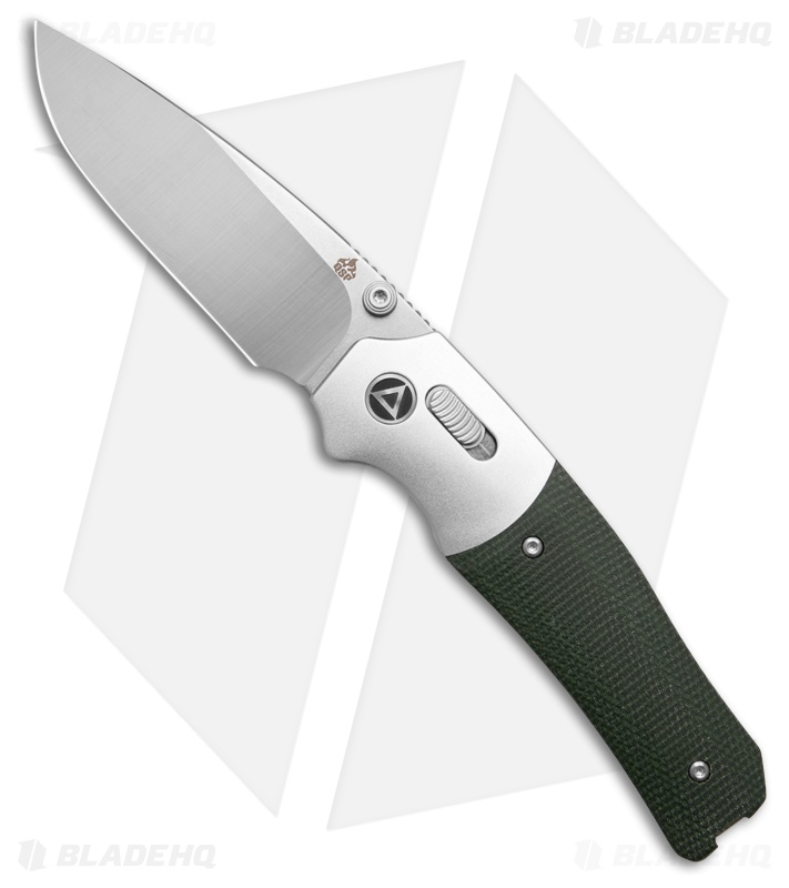 QSP Vault Glyde Lock Green Micarta Drop Point Satin 14C28N