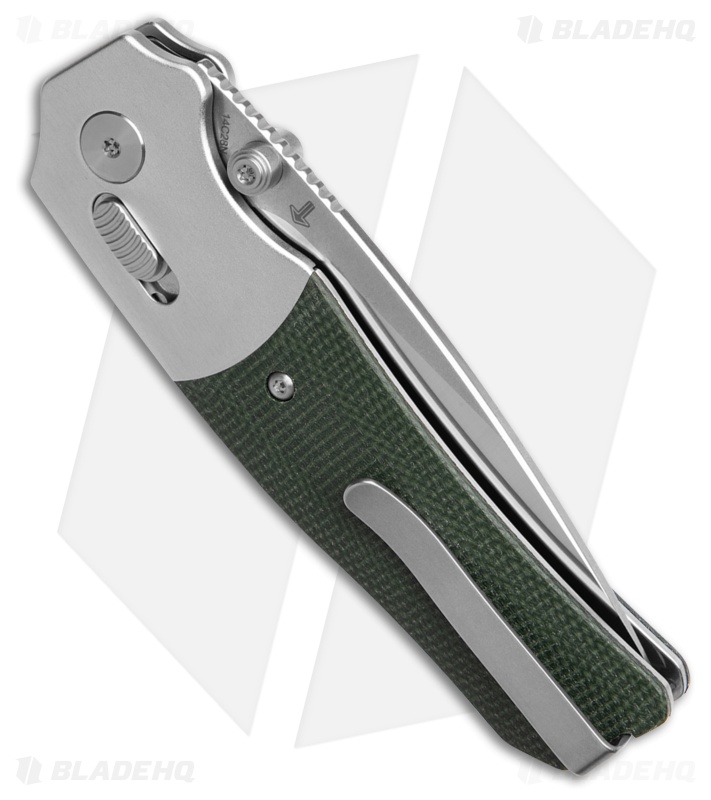 銀　約114g QSP Vault Glyde Lock Green Micarta Drop Point Satin 14C28N