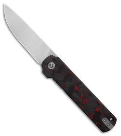 QSP Lark Liner Lock Knife Red Shredded Carbon Fiber (3.25" Satin) QS144-D