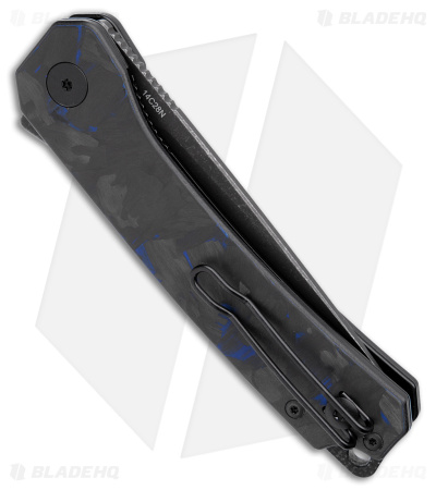 QSP Osprey Liner Lock Knife Shredded CF/Blue G-10 (3.25" Black) QS139-G2