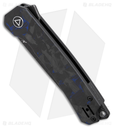 QSP Osprey Liner Lock Knife Shredded CF/Blue G-10 (3.25" Black) QS139-G2