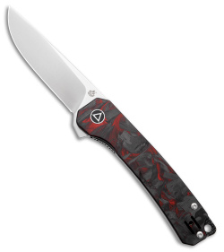 QSP Osprey Liner Lock Knife Shredded CF/Red G-10 (3.25" Satin) QS139-F1