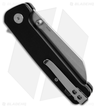 QSP Penguin Sheepsfoot Button Lock Knife Black G-10 (3.1" Stonewash 14C28N)