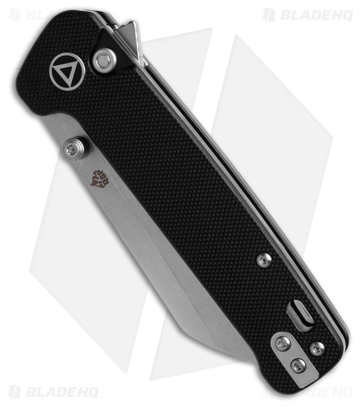 QSP Penguin Sheepsfoot Button Lock Knife Black G-10 (3.1" Stonewash 14C28N)