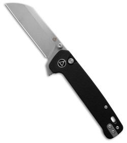 QSP Penguin Sheepsfoot Button Lock Knife Black G-10 (3.1" Stonewash 14C28N)