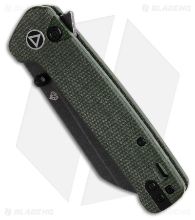 QSP Penguin Sheepsfoot Button Lock Knife Green Micarta (3.1" Black SW)