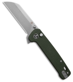 QSP Penguin Sheepsfoot Button Lock Knife Green Micarta (3.1" Stonewash)