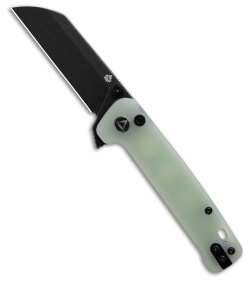 QSP Penguin Sheepsfoot Button Lock Knife Jade G-10 (3.1" Black SW 14C28N)
