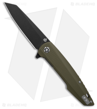 QSP Phoenix Liner Lock Knife Green G-10 (3.75" Black) QS108-B2