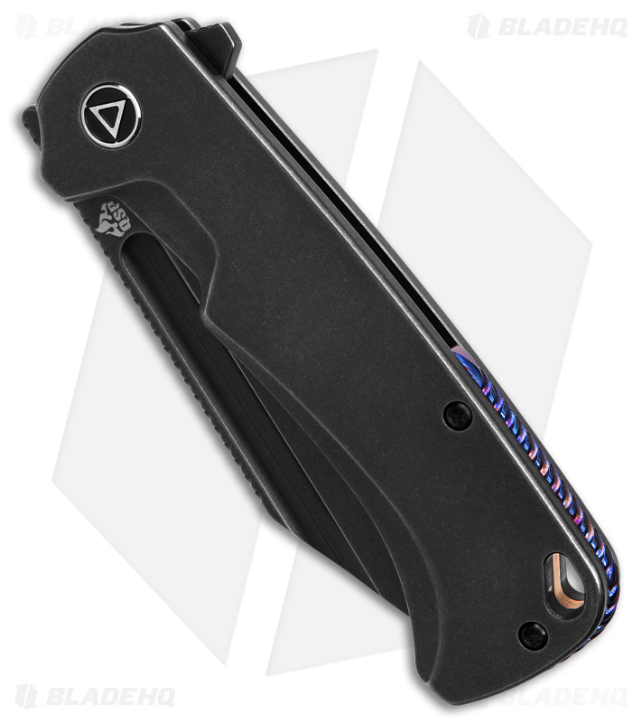 QSP Rhino Frame Lock Knife Black SW Ti (Black SW) - Blade HQ