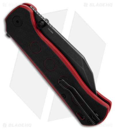 QSP Swordfish Button Lock Knife Black/Red G-10 (3.625" BW) QS149-A2