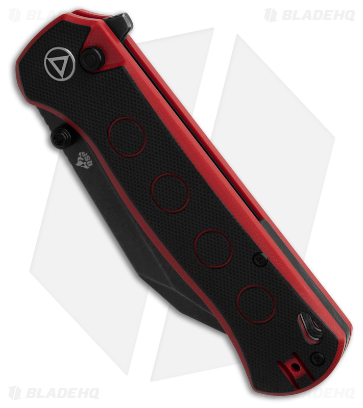 QSP Swordfish Button Lock Knife Black/Red G-10 (3.625" BW) QS149-A2