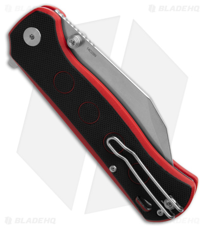 QSP Swordfish Button Lock Knife Black/Red G-10 (3.625" SW) QS149-A1