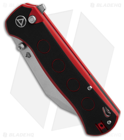QSP Swordfish Button Lock Knife Black/Red G-10 (3.625" SW) QS149-A1