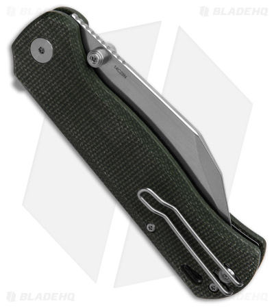 QSP Swordfish Button Lock Knife Green Micarta (3.25" SW) QS149-B1