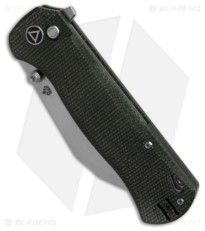 QSP Swordfish Button Lock Knife Green Micarta (3.25" SW) QS149-B1