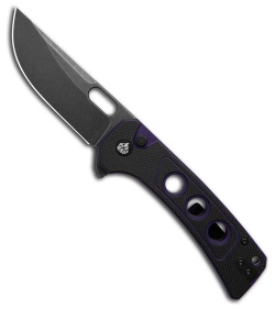 QSP Unicorn Button Lock Knife Black/Purple G-10 (3.25" Black SW)