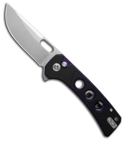 QSP Unicorn Button Lock Knife Black/Purple G-10 (3.25" Stonewash)