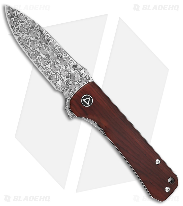 QSP Knife Hawk Liner Lock Knife Cocobolo Wood (3.23" Damascus) QS131B2